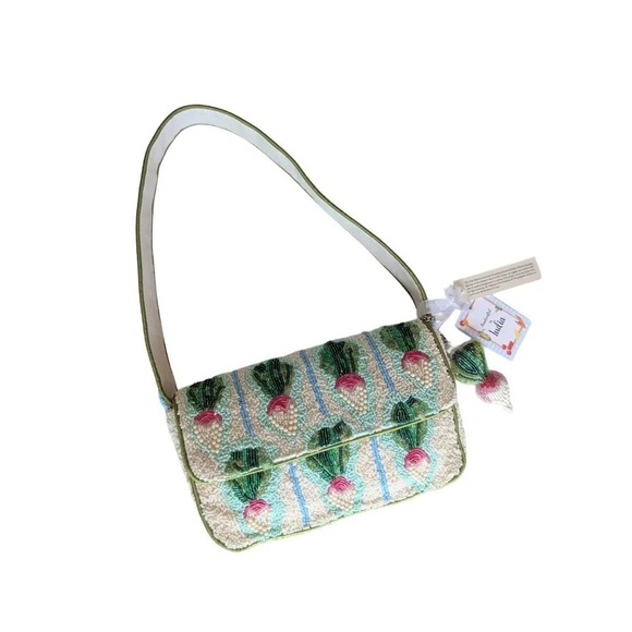Handmade In India Handbags - Handcrafted In India Viral Beaded Radish Shoulder Bag with Charm NWT